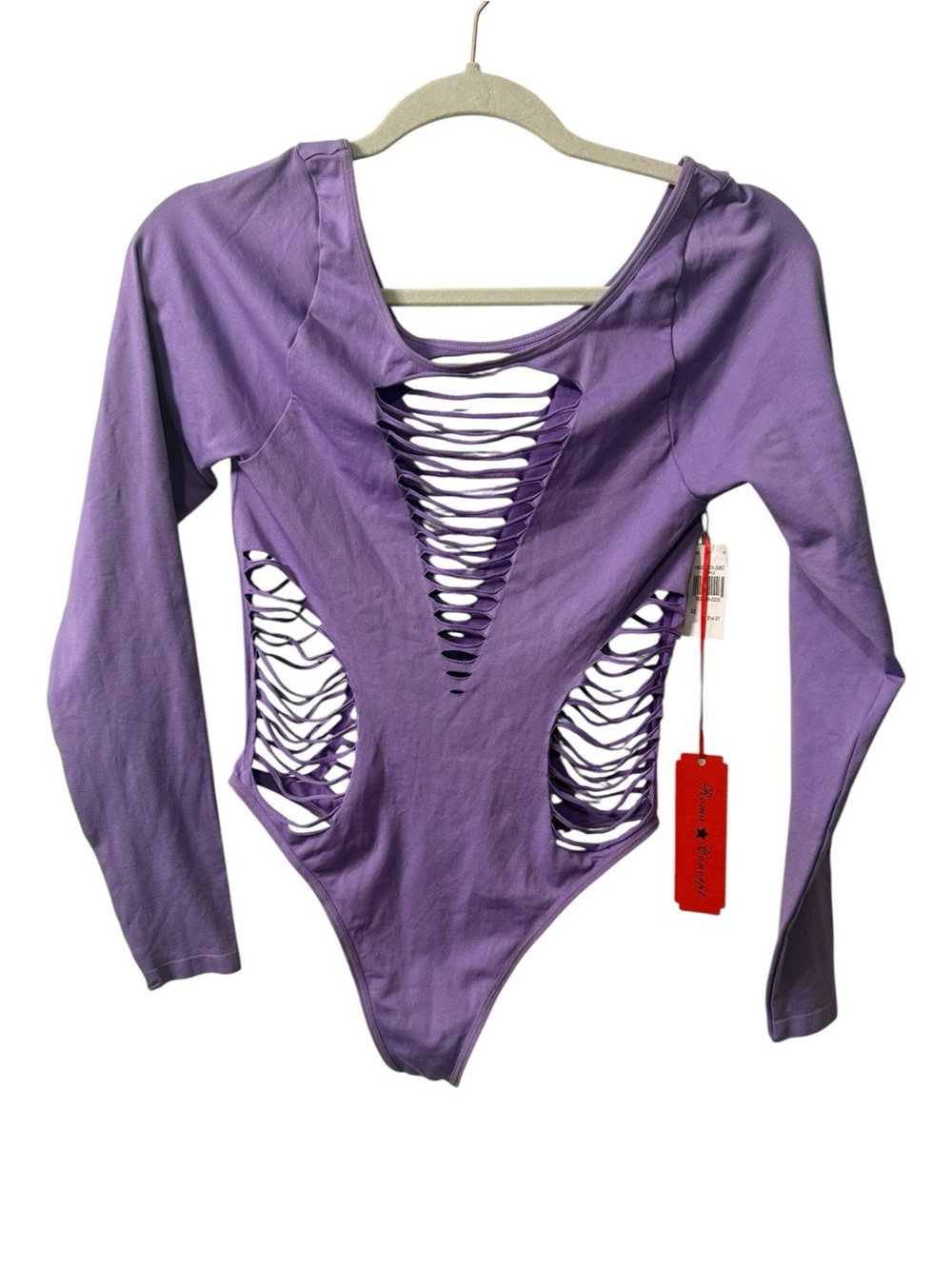 Women’s Roma Concept long sleeve cutout bodysuit in orchid NWT Size S/M